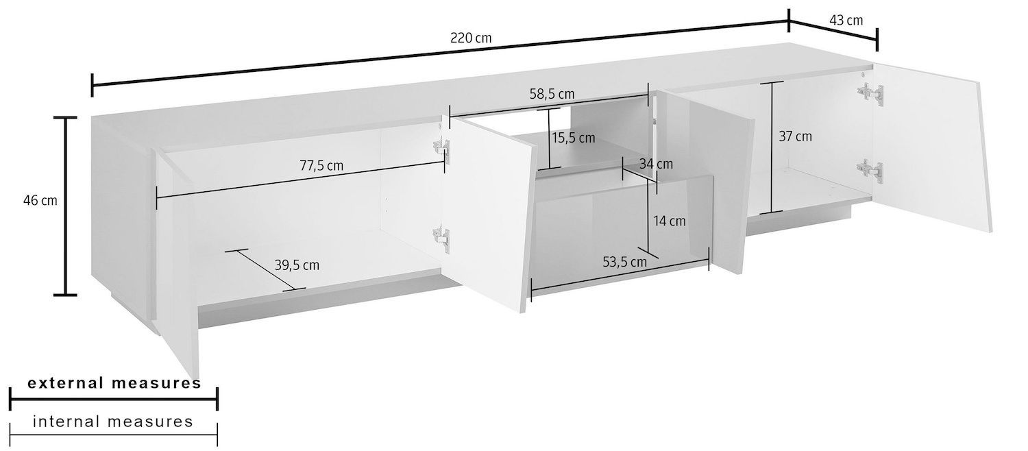 Mobile porta TV design moderno Annabel 4A/1C/1V White
