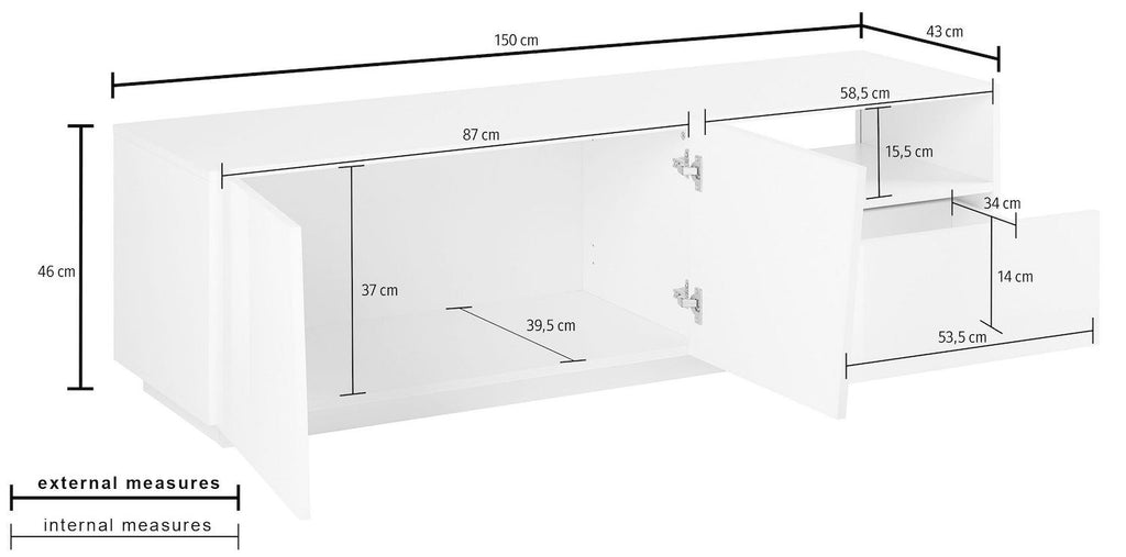 Madia porta TV design moderno Annabel 2A/1C/1V Slate
