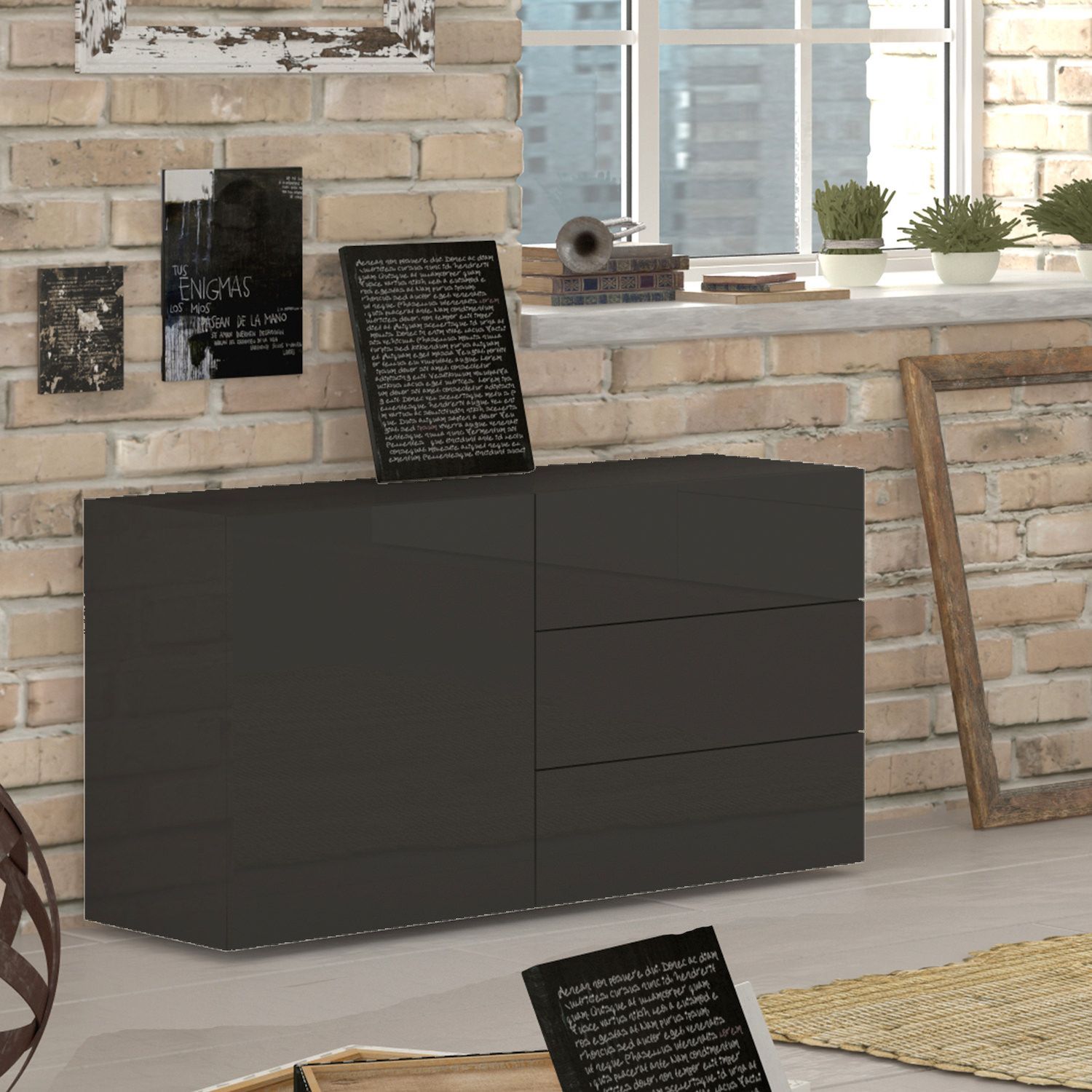 Mobiletto porta TV moderno Teodor 1A/3C+ Anthrax