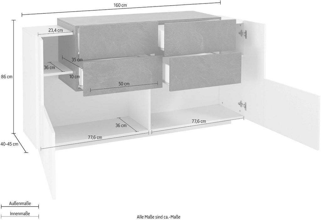 Madia moderna per cucina soggiorno Lukas 2A/4C WS