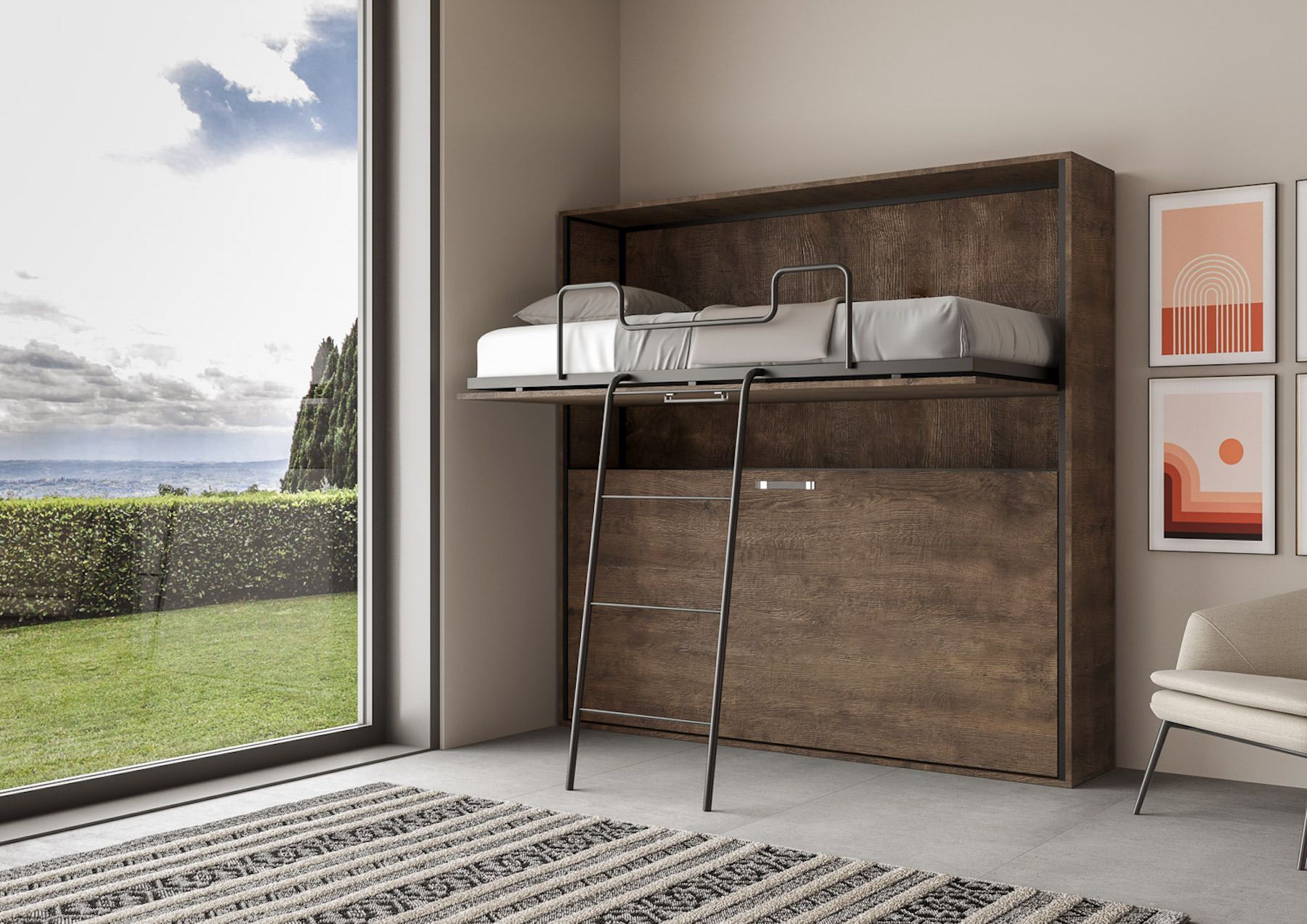 Letto a castello a scomparsa moderno Auda