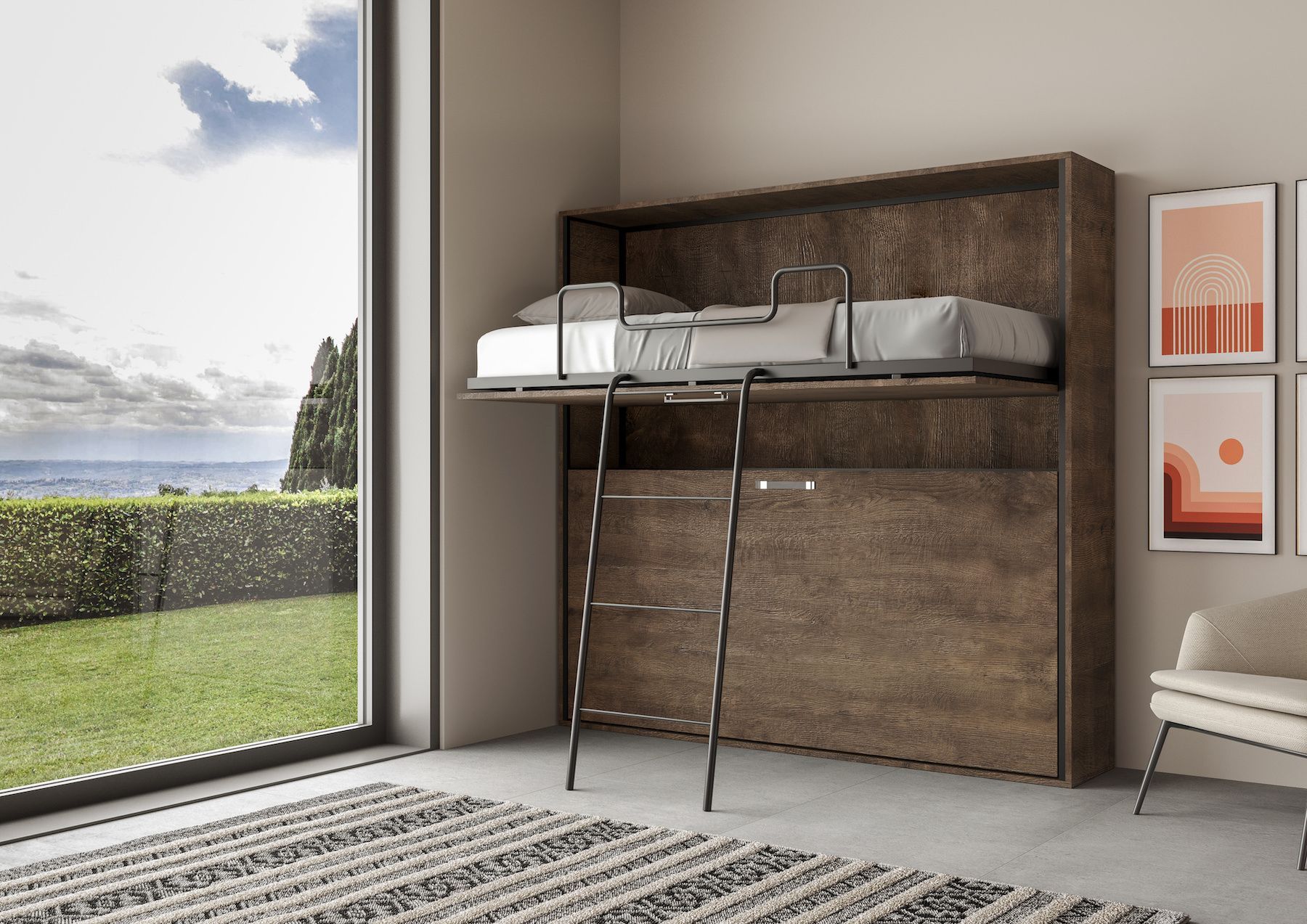 Letto a castello a scomparsa moderno Auda