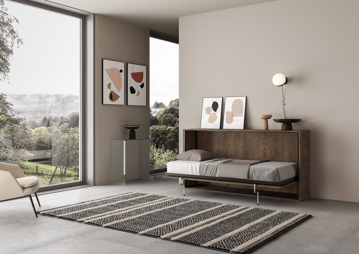 Letto singolo a scomparsa orizzontale Auda