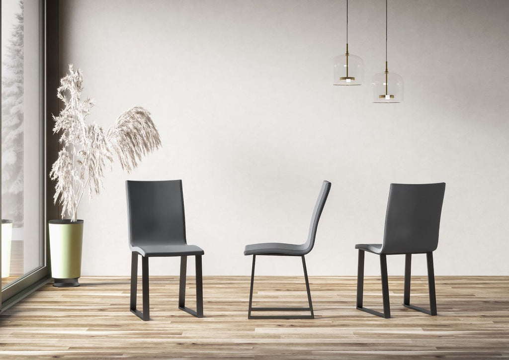 Sedia a slitta in metallo e similpelle Kenny