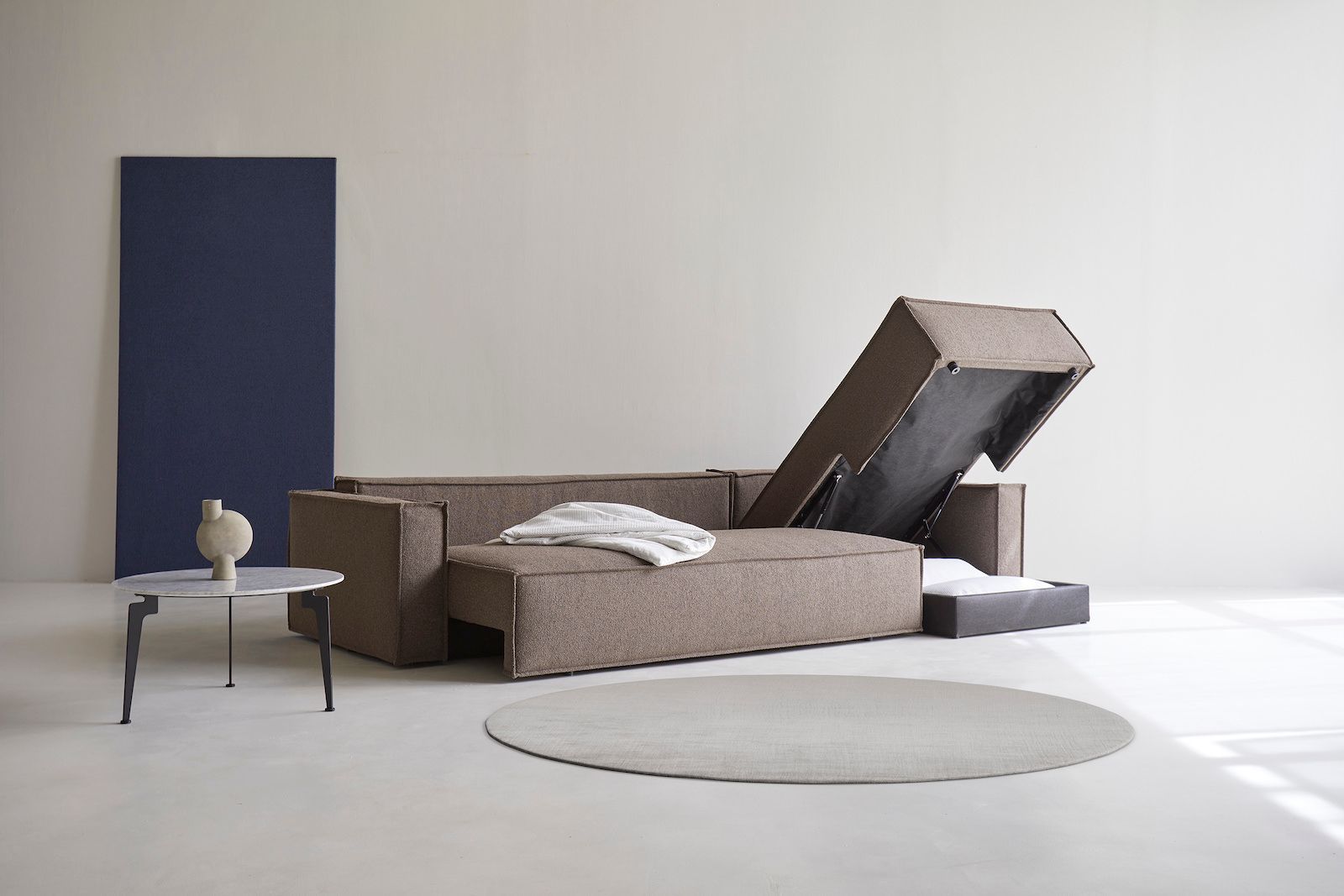 Divano letto matrimoniale Newilla - 530 Bouclé Taupe