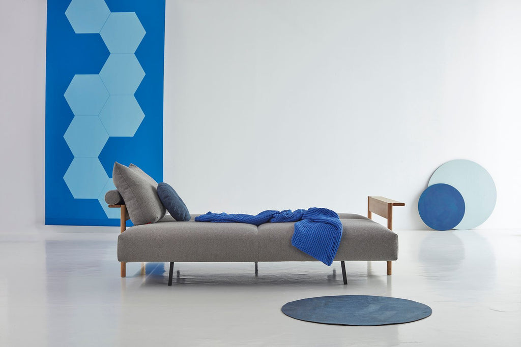 Divano letto matrimoniale Malloy Wood - 533 Bouclé Ash Grey