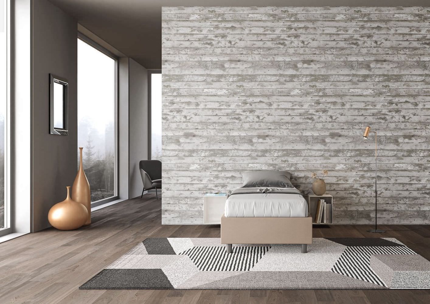 Letto singolo contenitore sommier rivestito in ecopelle Dynasty