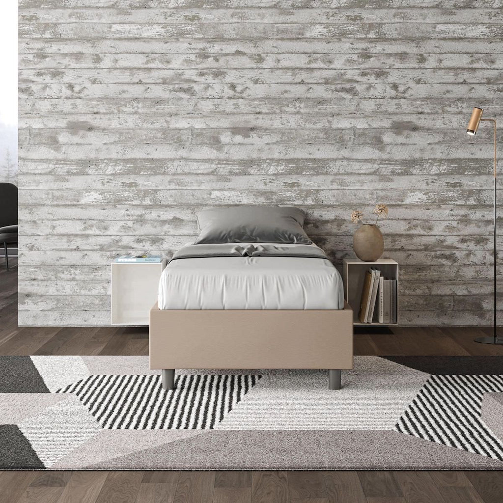 Letto singolo contenitore sommier rivestito in ecopelle Dynasty