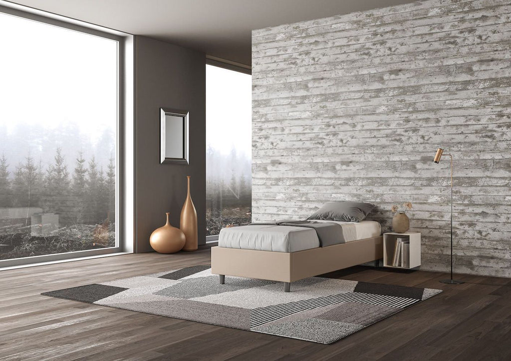 Letto singolo contenitore sommier rivestito in ecopelle Dynasty