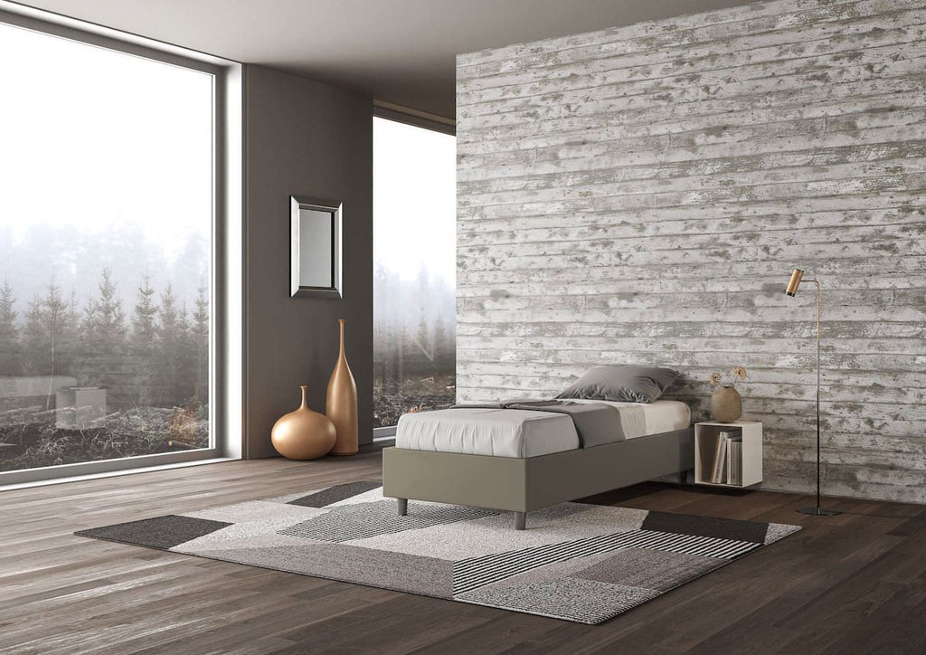 Letto singolo contenitore sommier rivestito in ecopelle Dynasty