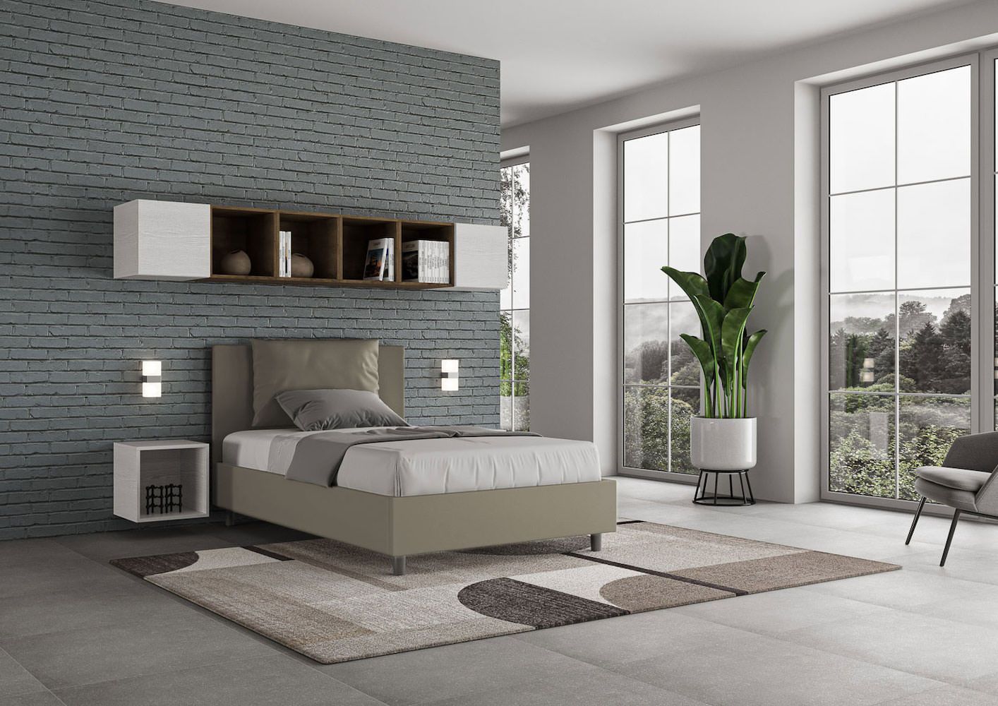 Letto con contenitore una piazza e mezza Brignoles