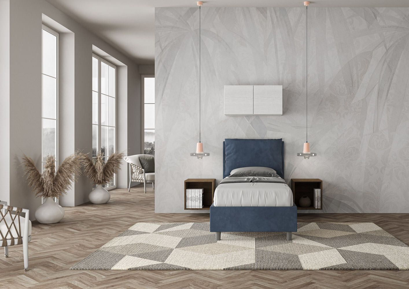 Letto singolo con contenitore Brignoles Color