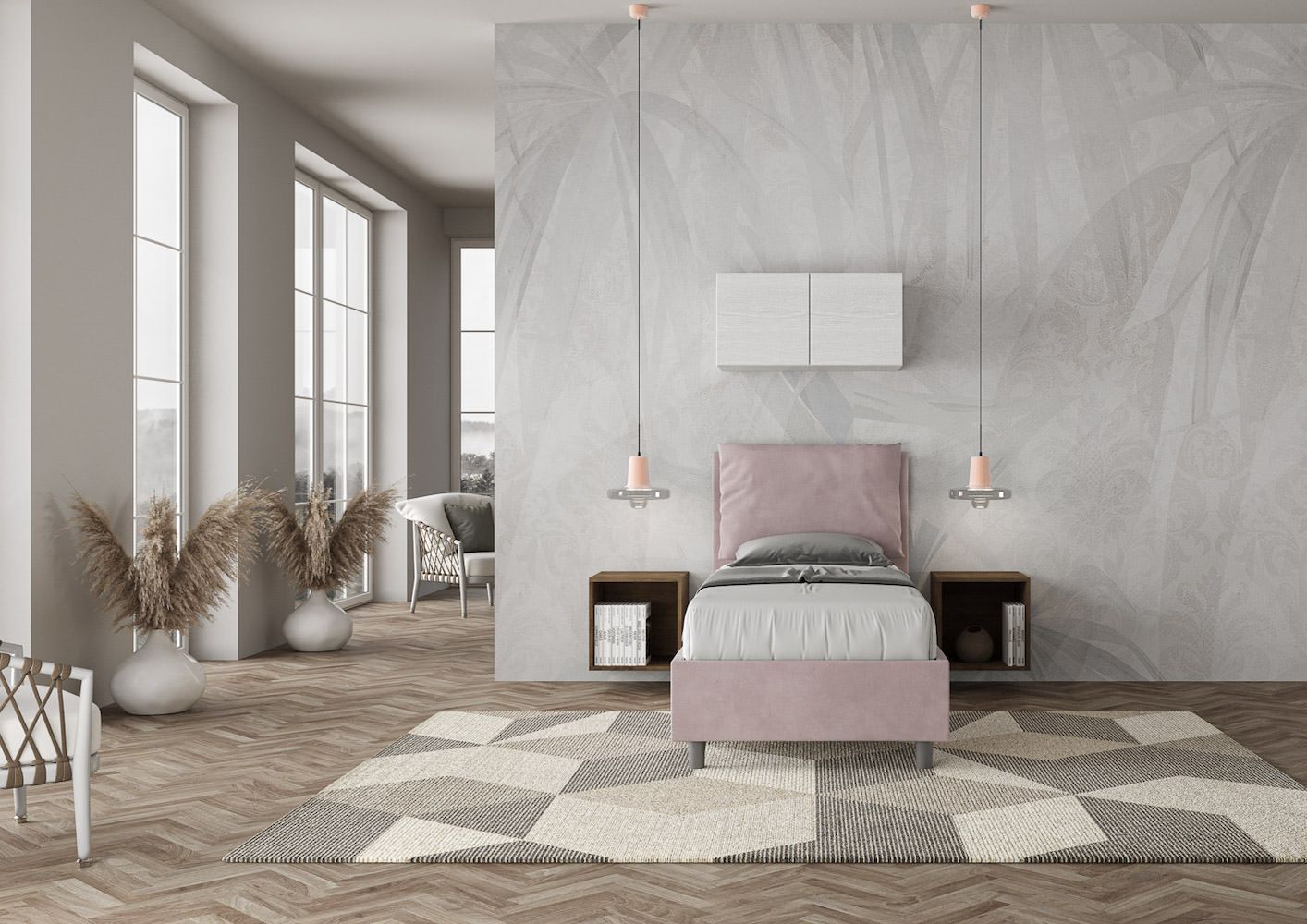 Letto singolo con contenitore Brignoles Color