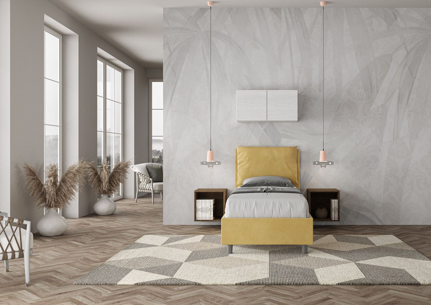 Letto singolo con contenitore Brignoles Color