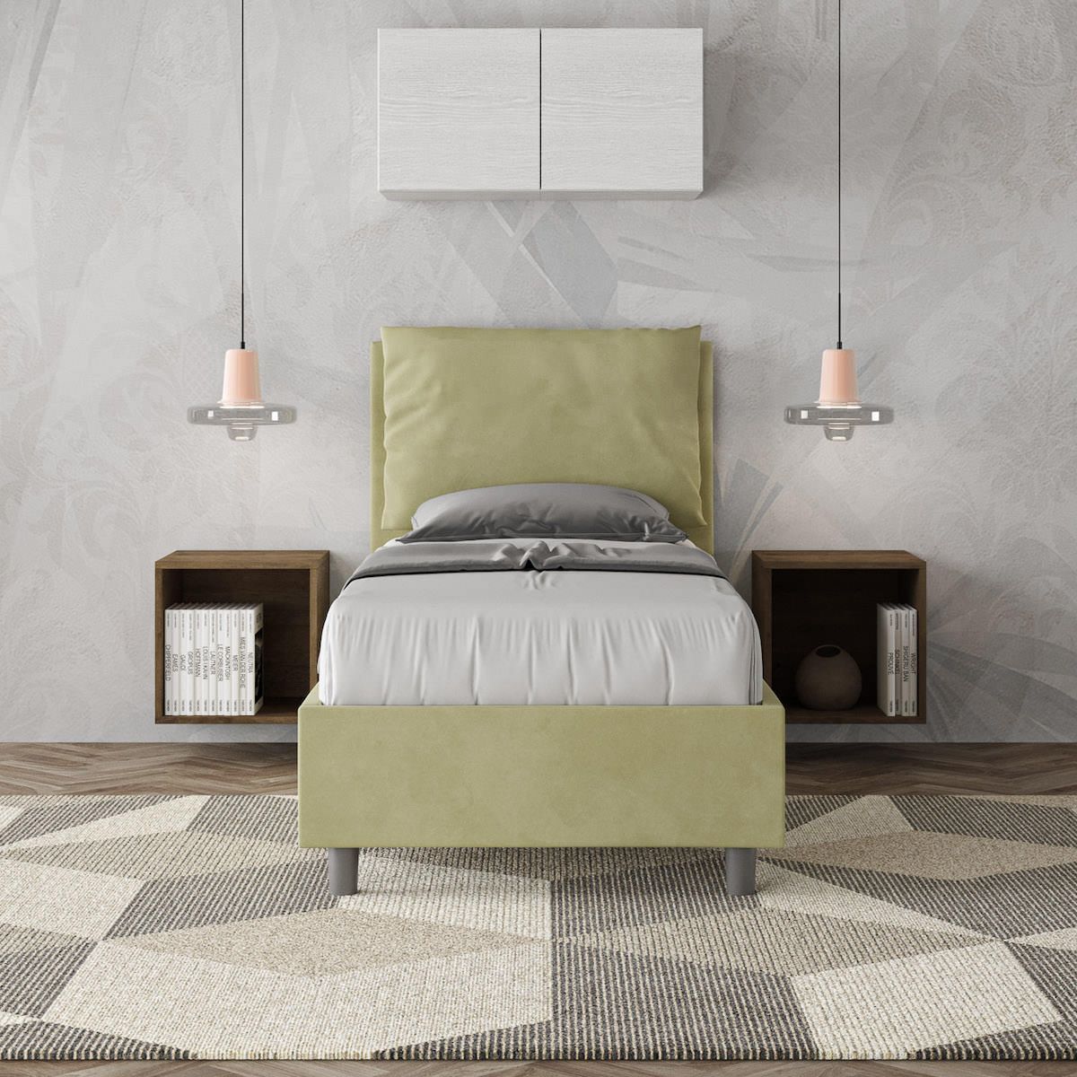 Letto singolo con contenitore Brignoles Color