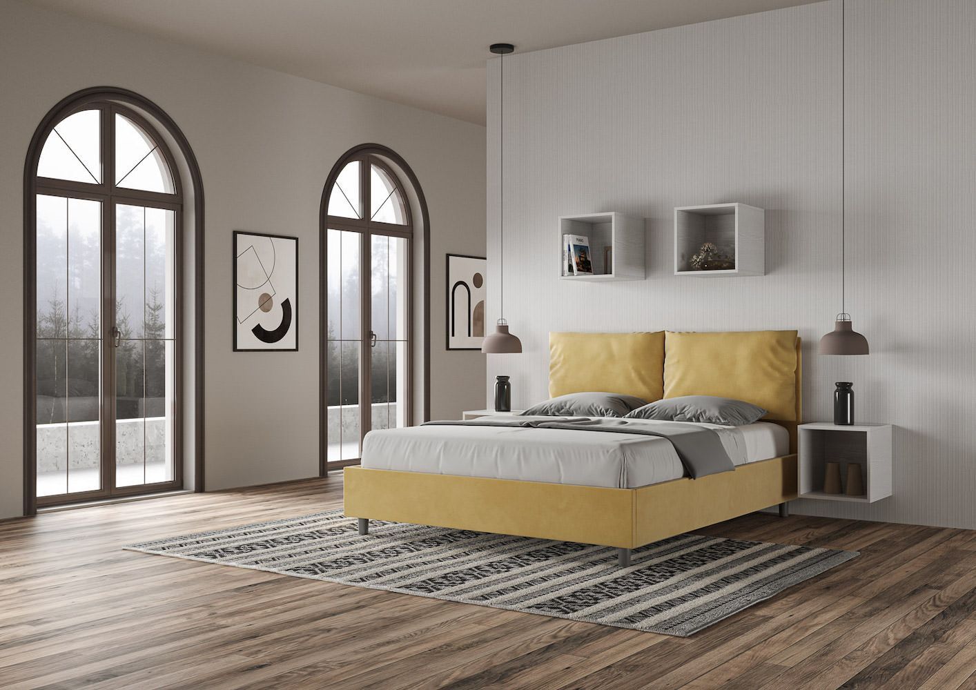 Letto matrimoniale con contenitore Brignoles Color