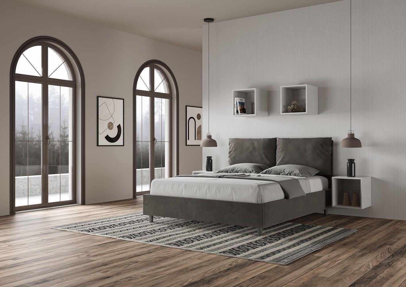 Letto matrimoniale con contenitore Brignoles Color