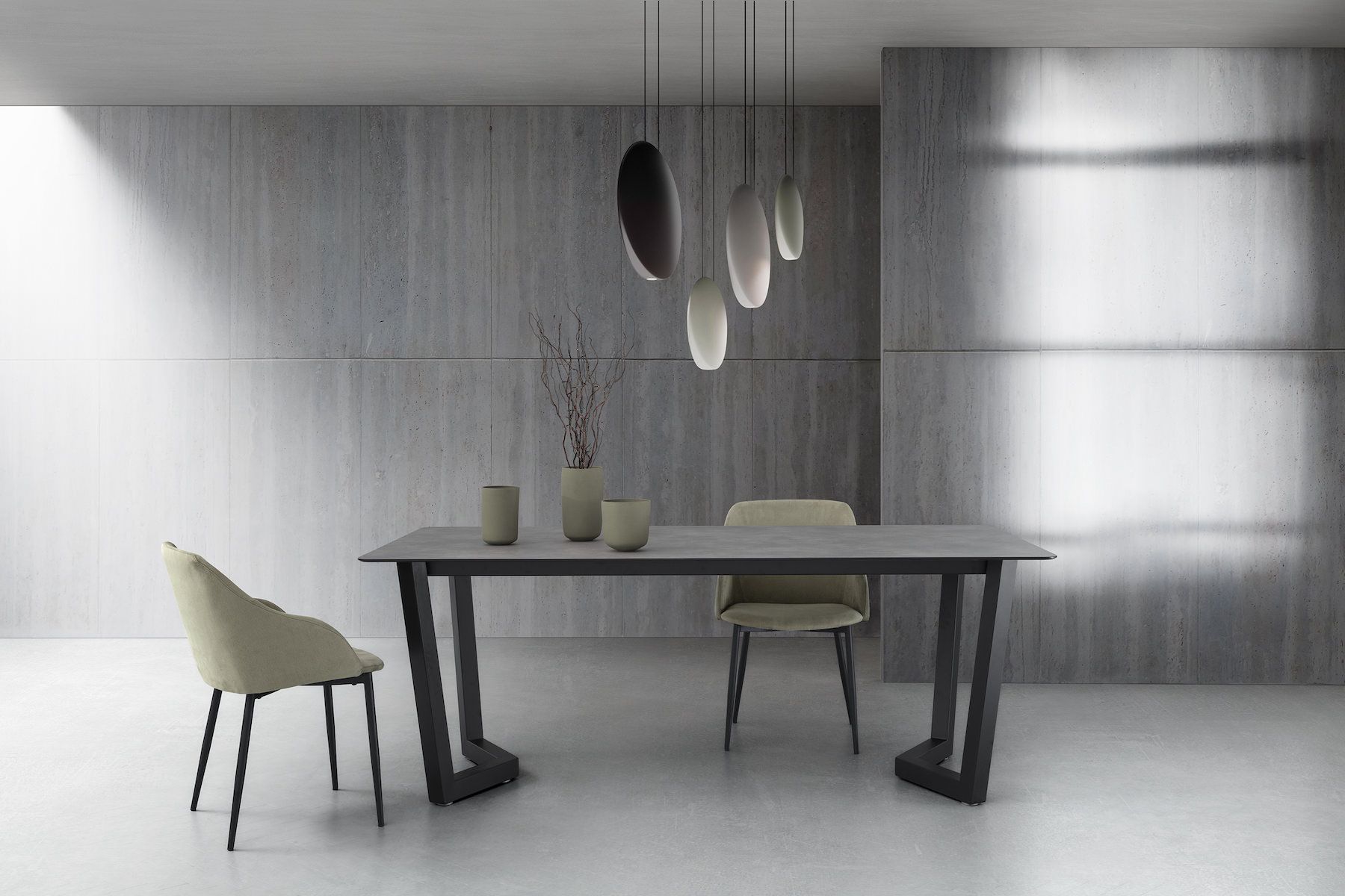 Tavolo allungabile in metallo e laminato Holger Cement