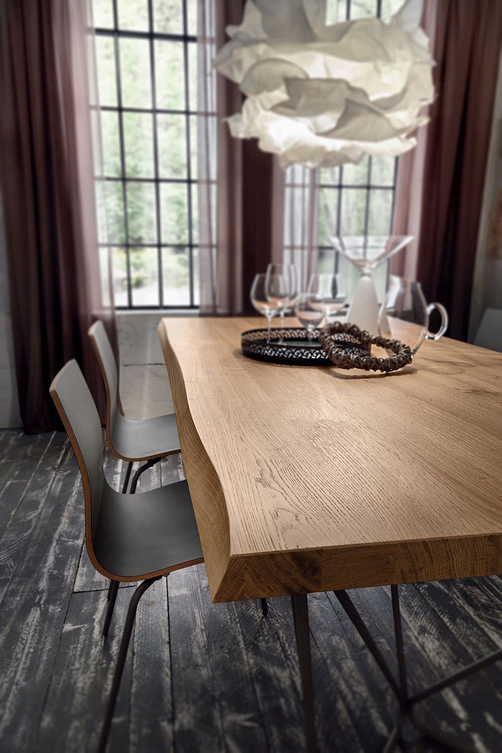 Tavolo da pranzo fisso con piano in legno Rupert Wood