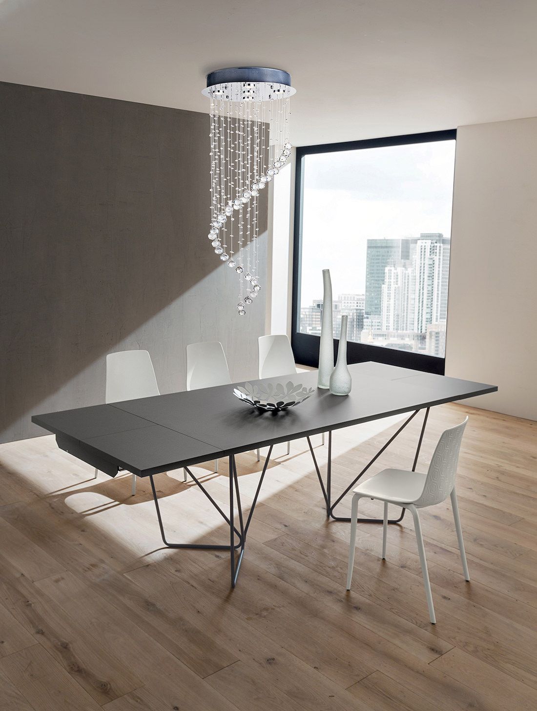 Tavolo da pranzo allungabile in metallo e laminato Rupert