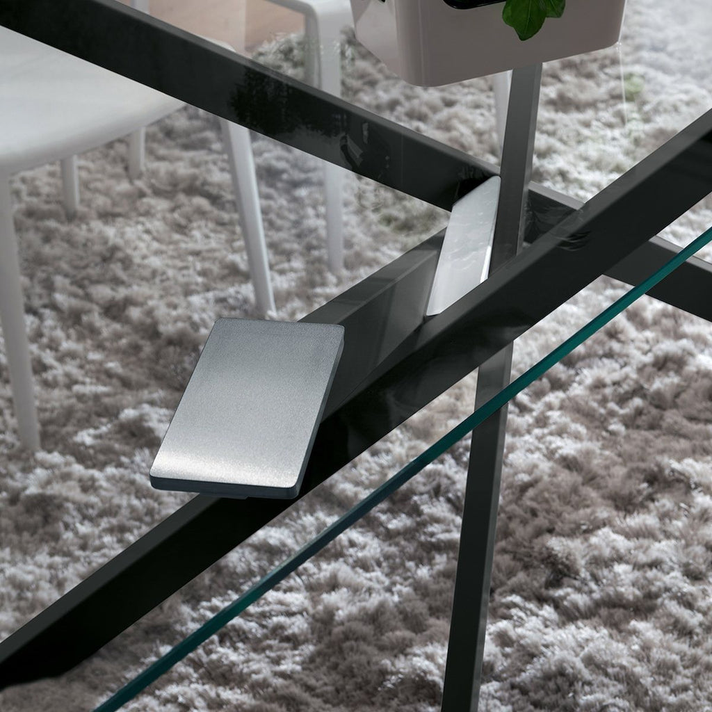 Tavolo fisso con piano in vetro Arsenio