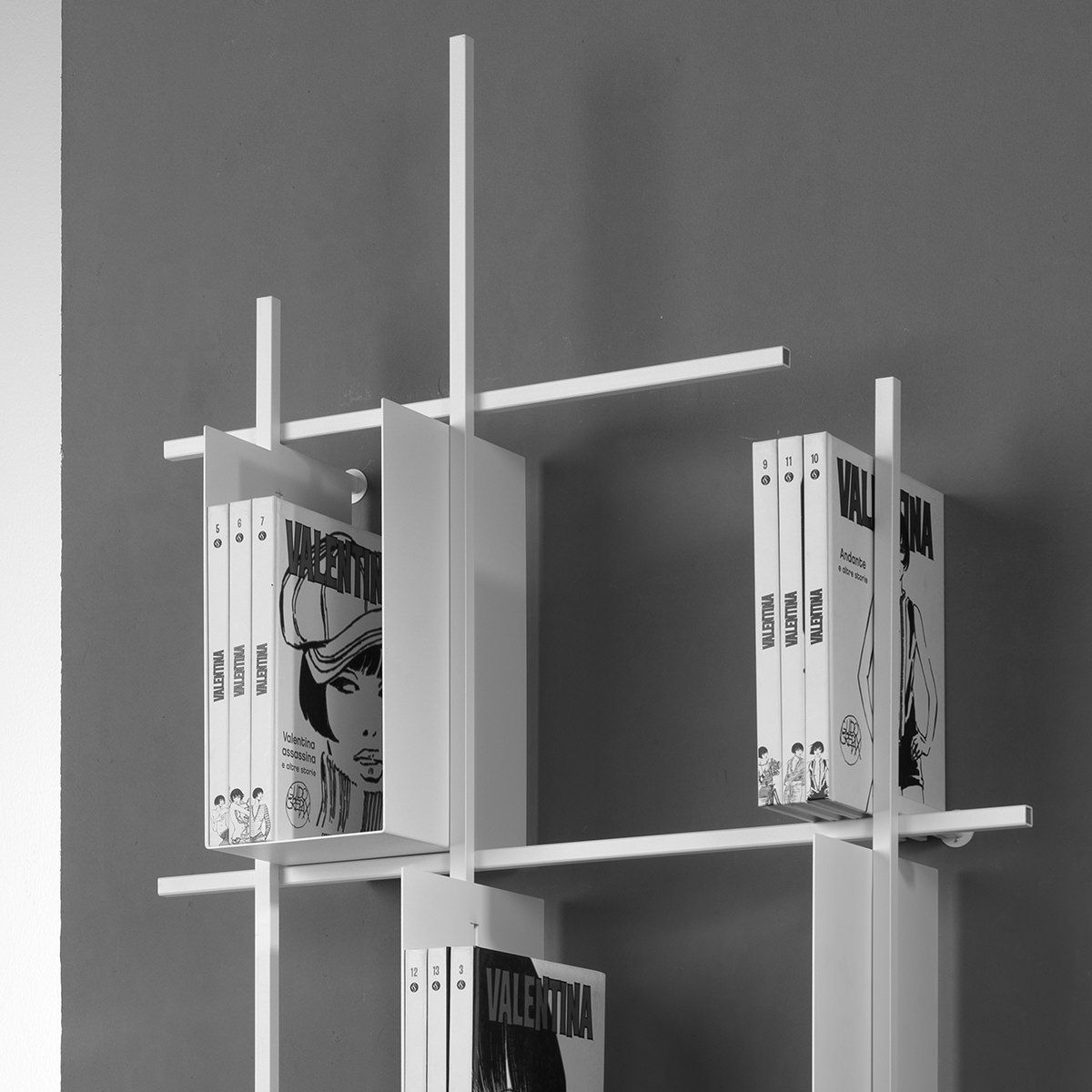 Libreria verticale a parete in acciaio Etere comp-3