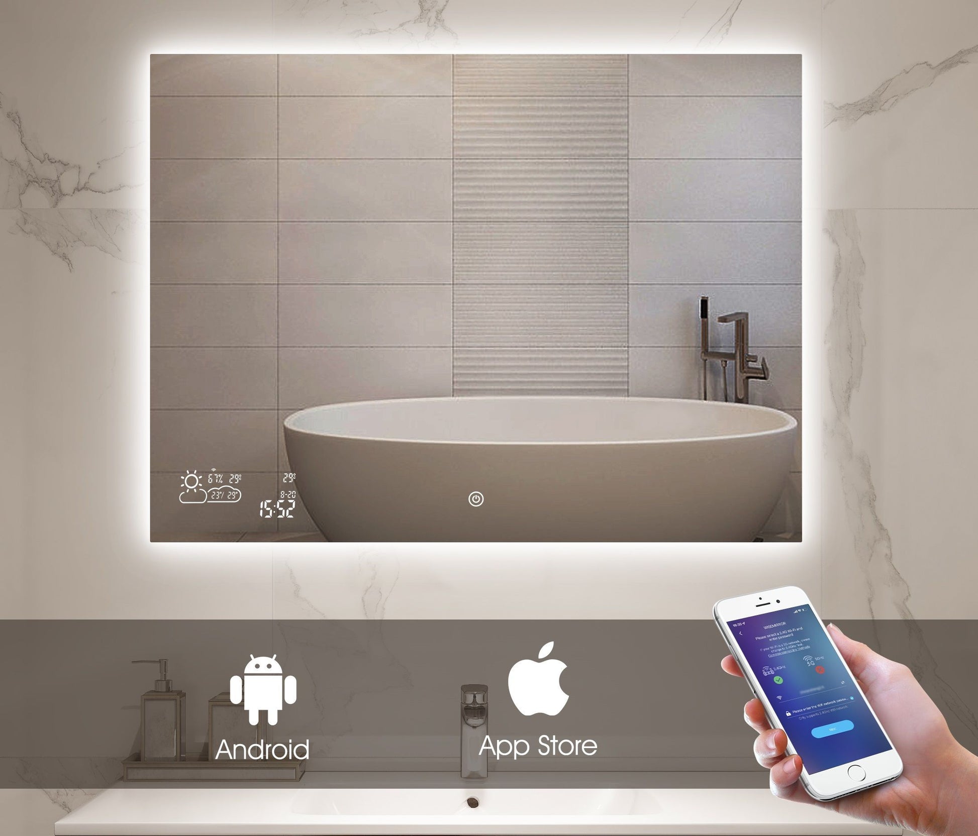 Specchio da parete radiante ad infrarossi Crystal