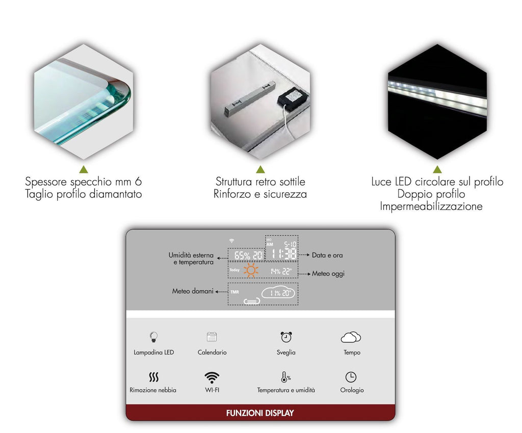 Specchio da parete radiante ad infrarossi Crystal