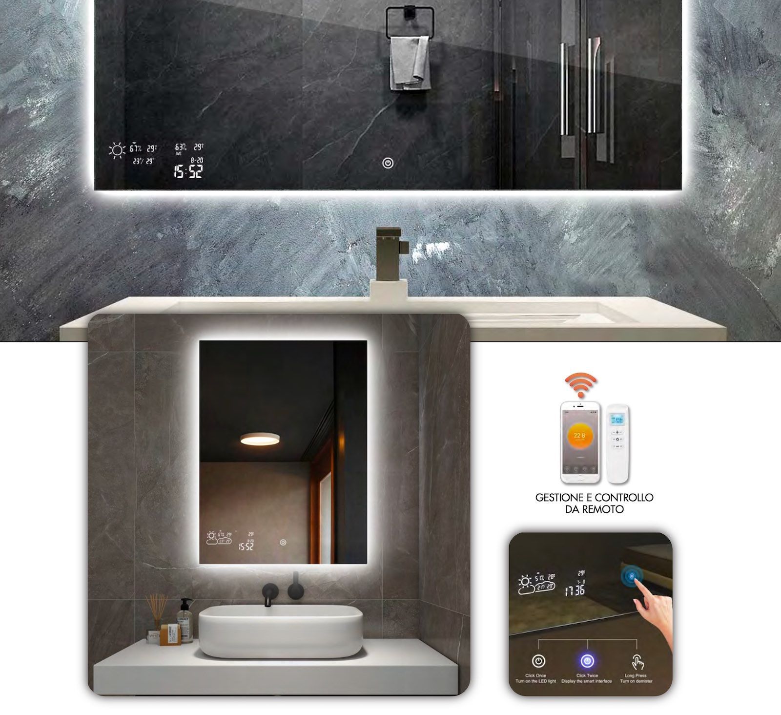 Specchio da parete radiante ad infrarossi Crystal