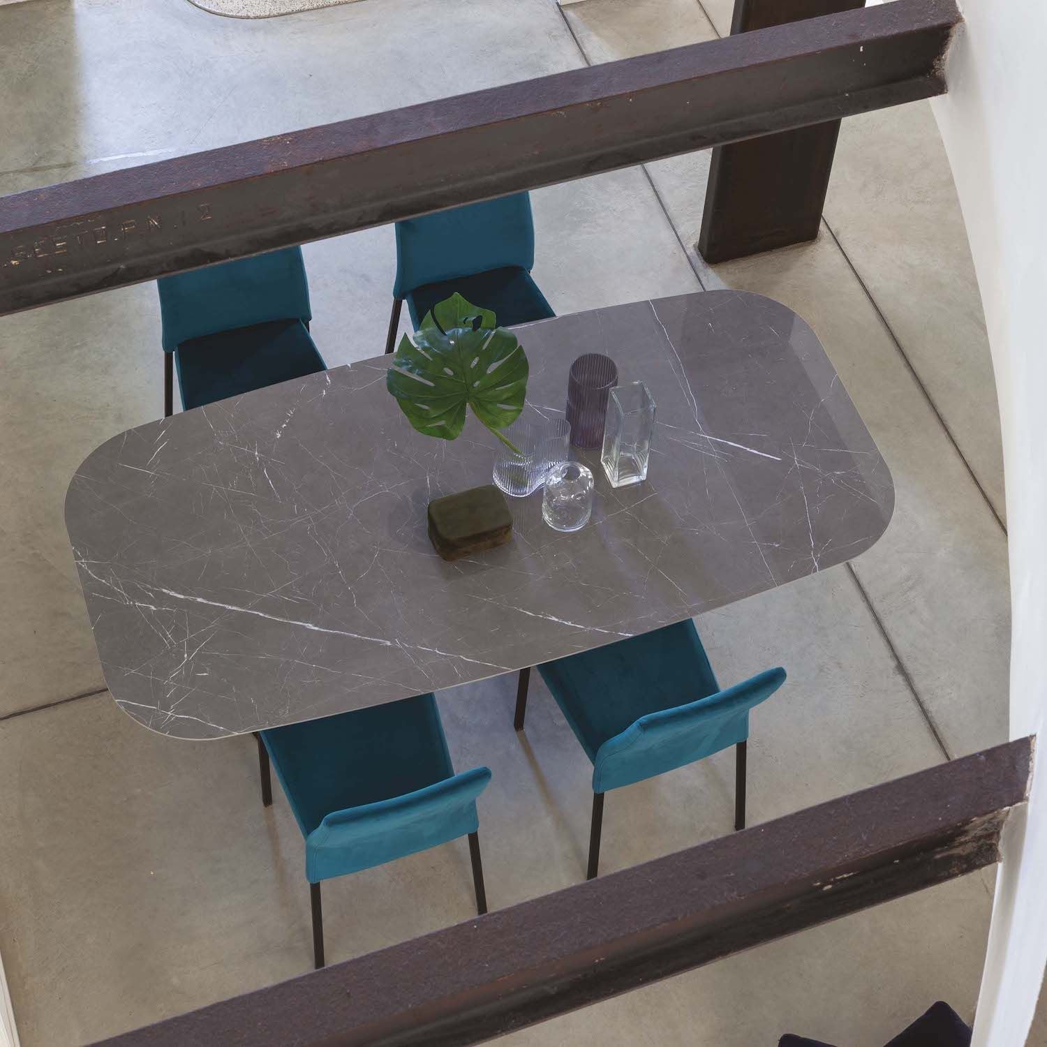 Tavolo da pranzo in acciaio e ceramica Springs Plus