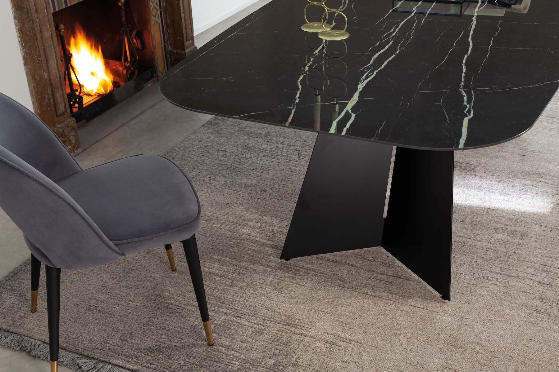 Tavolo da pranzo in acciaio e ceramica Springs Plus