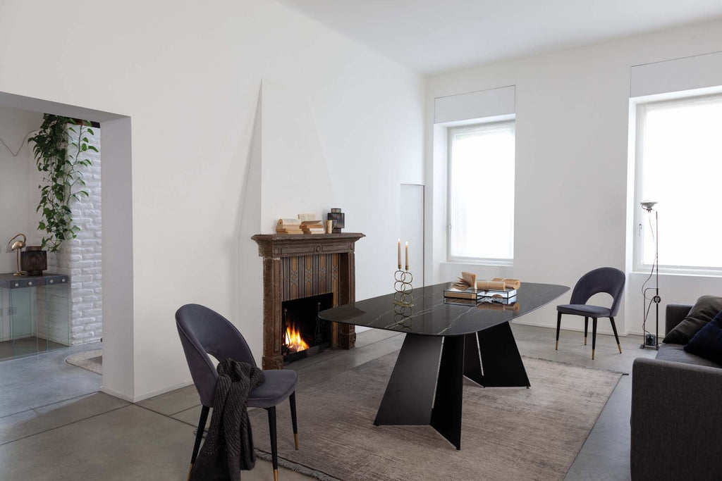 Tavolo da pranzo in acciaio e ceramica Springs Plus