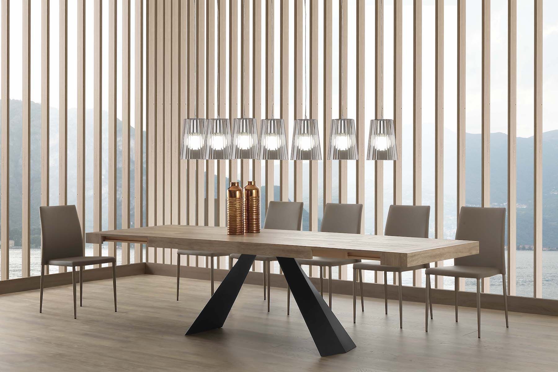 Tavolo da pranzo allungabile in acciaio e nobilitato Kenton Classic