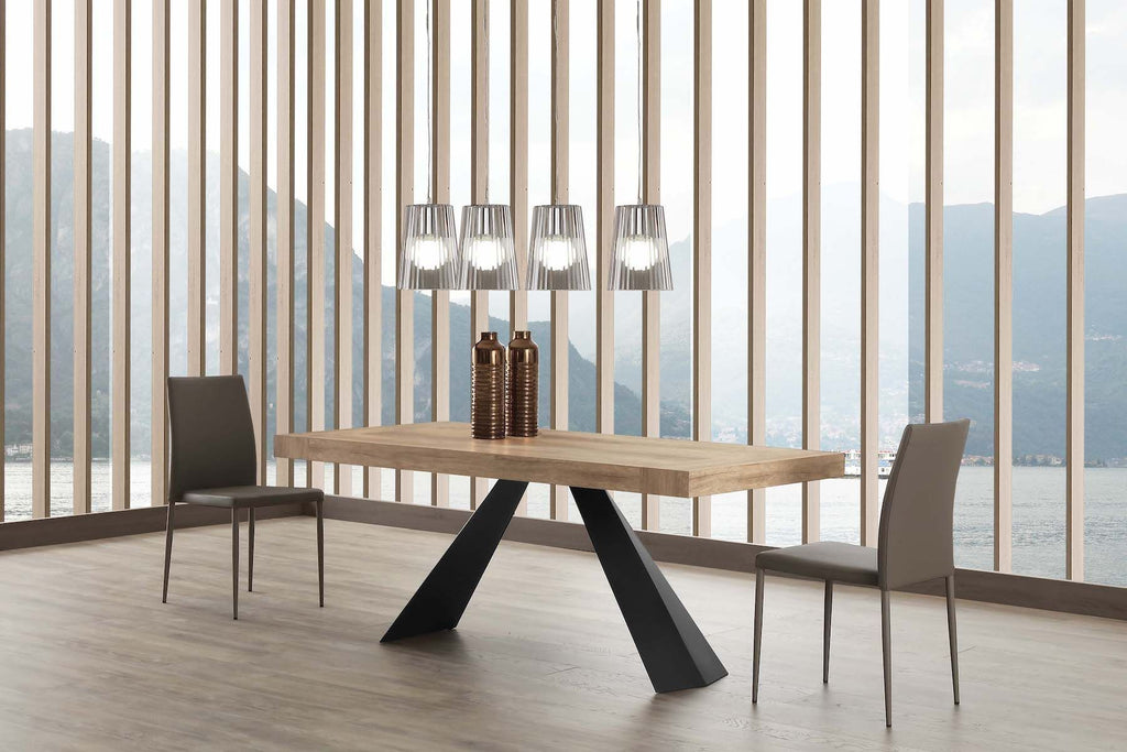 Tavolo da pranzo allungabile in acciaio e nobilitato Kenton Classic