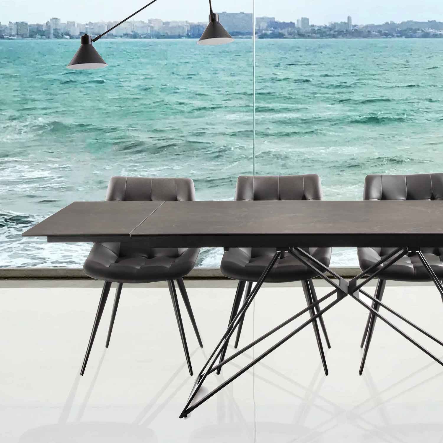 Tavolo da pranzo allungabile in acciaio e ceramica Dalma