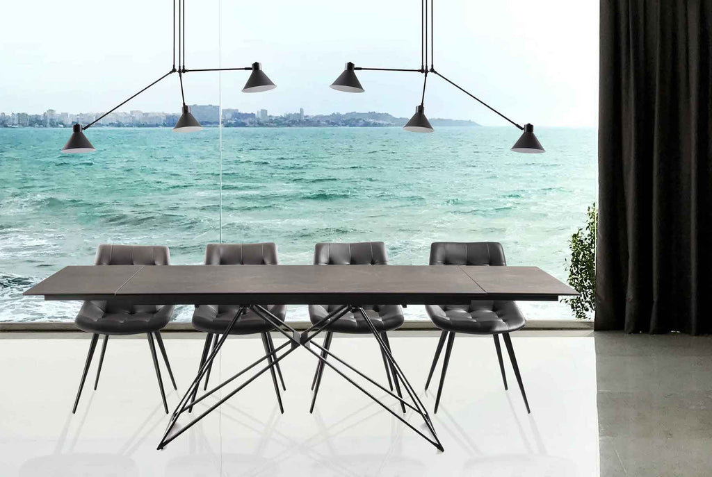 Tavolo da pranzo allungabile in acciaio e ceramica Dalma