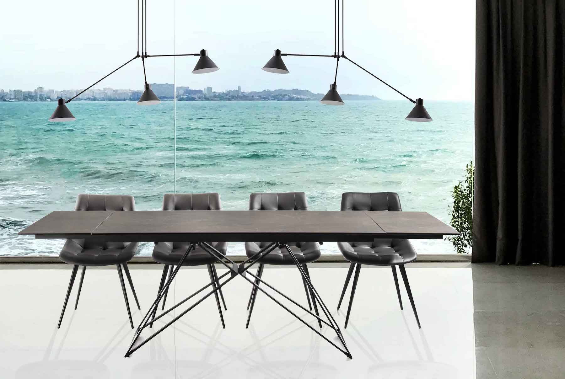 Tavolo da pranzo allungabile in acciaio e ceramica Dalma