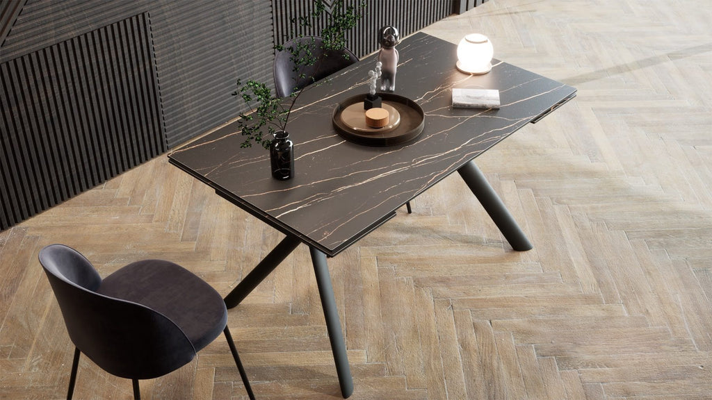 Tavolo da pranzo allungabile in acciaio e gres Tirrel