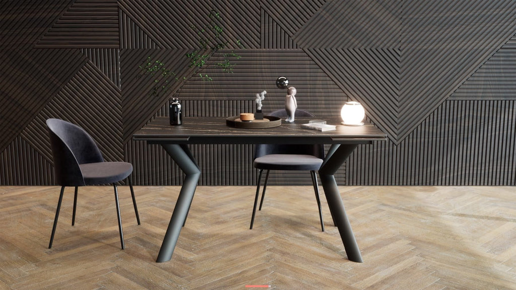 Tavolo da pranzo allungabile in acciaio e gres Tirrel