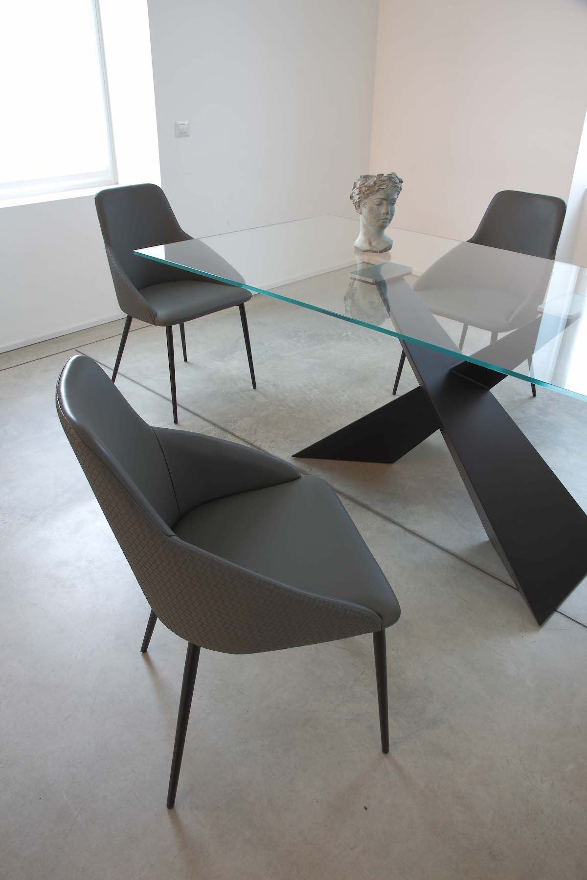 Tavolo scrivania in acciaio e vetro extrachiaro Nairobi