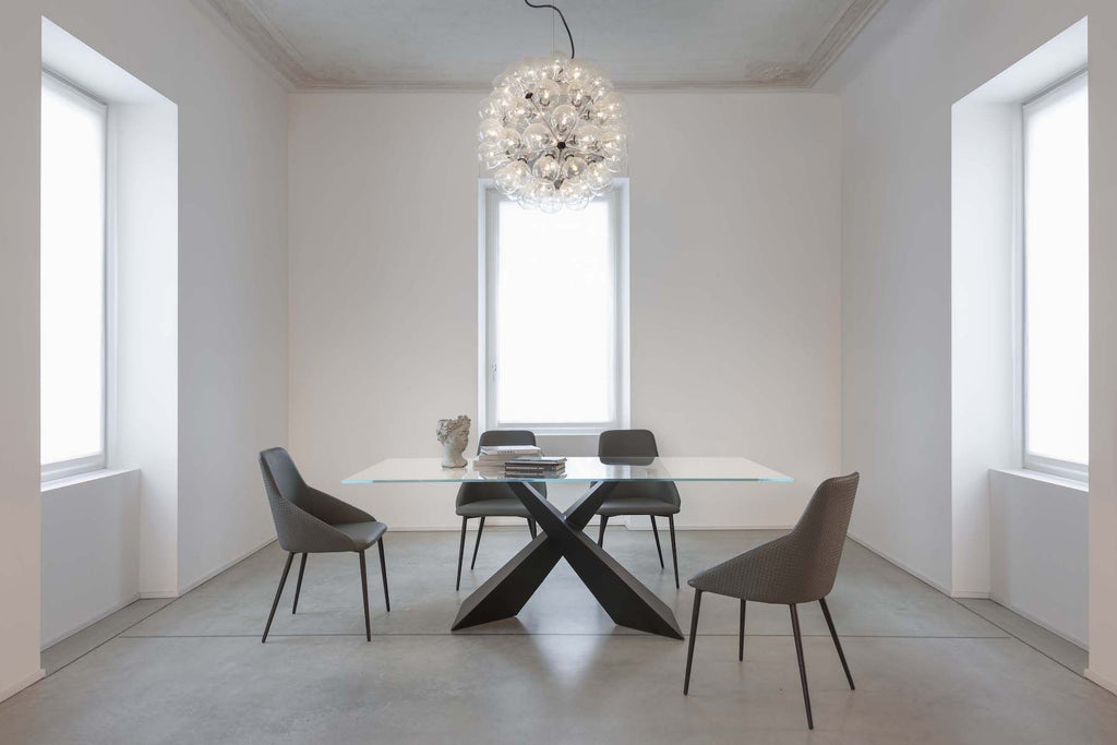 Tavolo scrivania in acciaio e vetro extrachiaro Nairobi