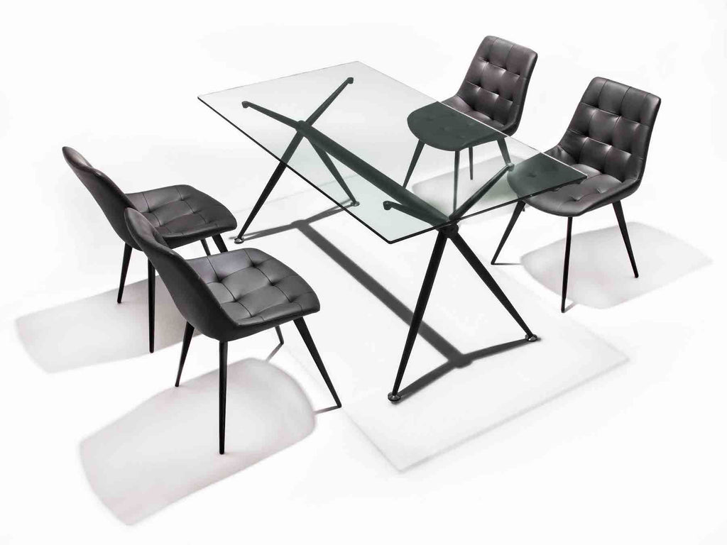 Tavolo scrivania in vetro trasparente e metallo nero Glam Noir