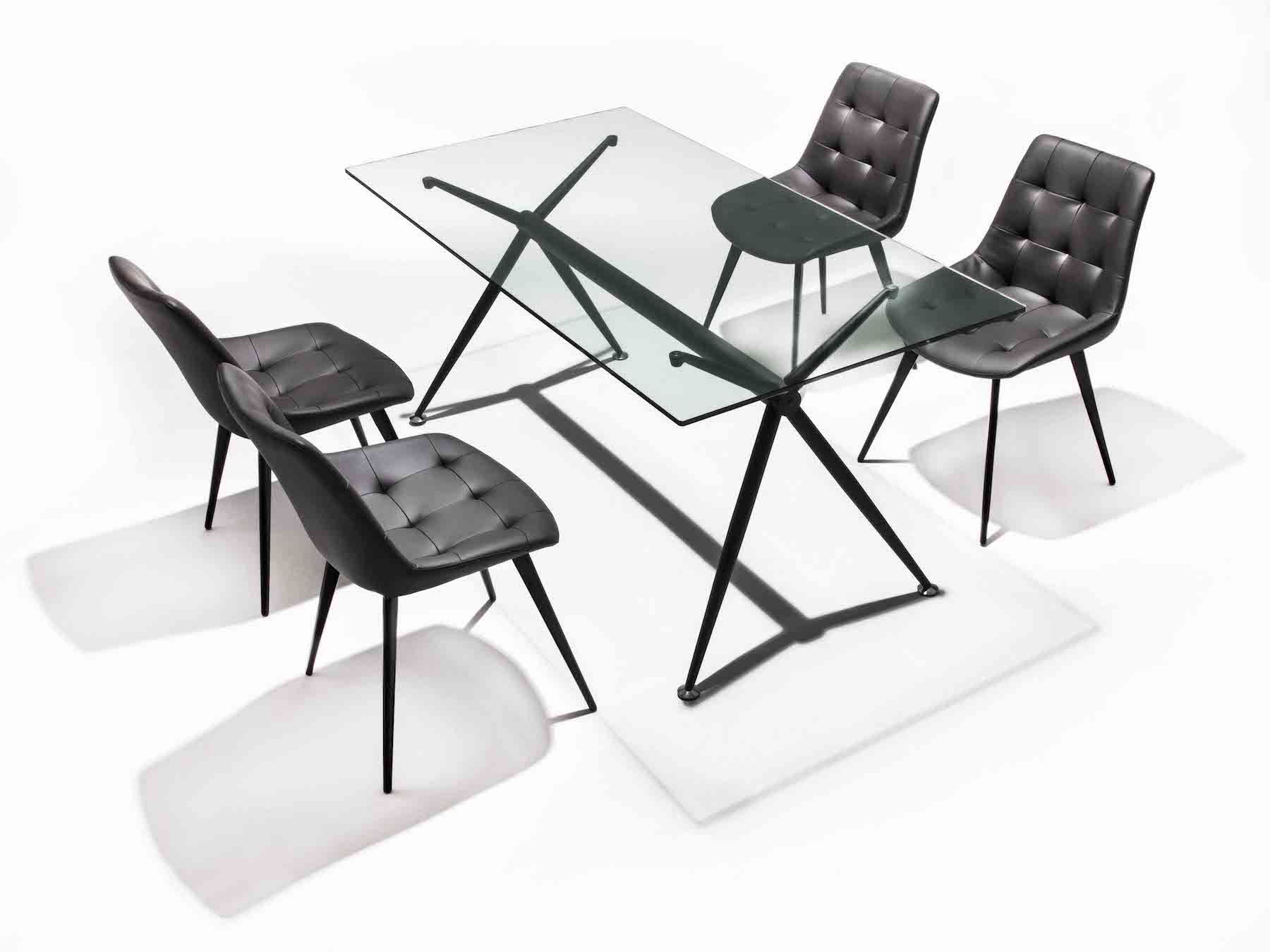 Tavolo scrivania in vetro trasparente e metallo nero Glam Noir