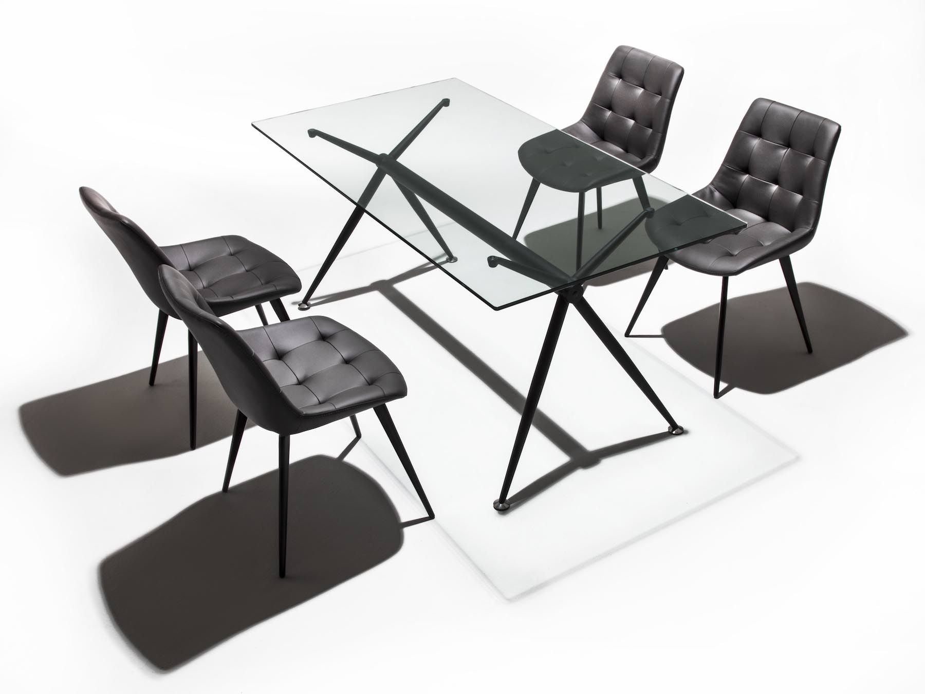 Tavolo scrivania in vetro trasparente e metallo nero Glam Noir