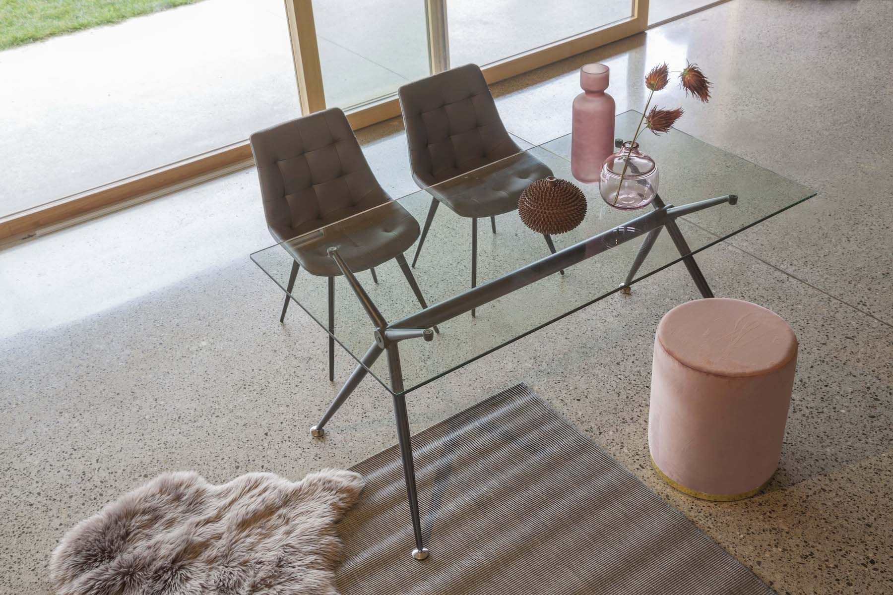 Tavolo scrivania in vetro trasparente e metallo nero Glam Noir