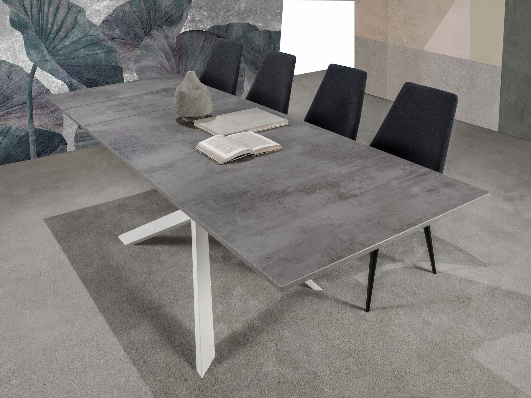 Tavolo da pranzo allungabile in acciaio e nobilitato Royal Maxi