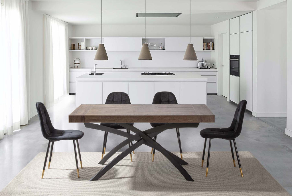 Tavolo da pranzo allungabile in acciaio e laminato Big Time