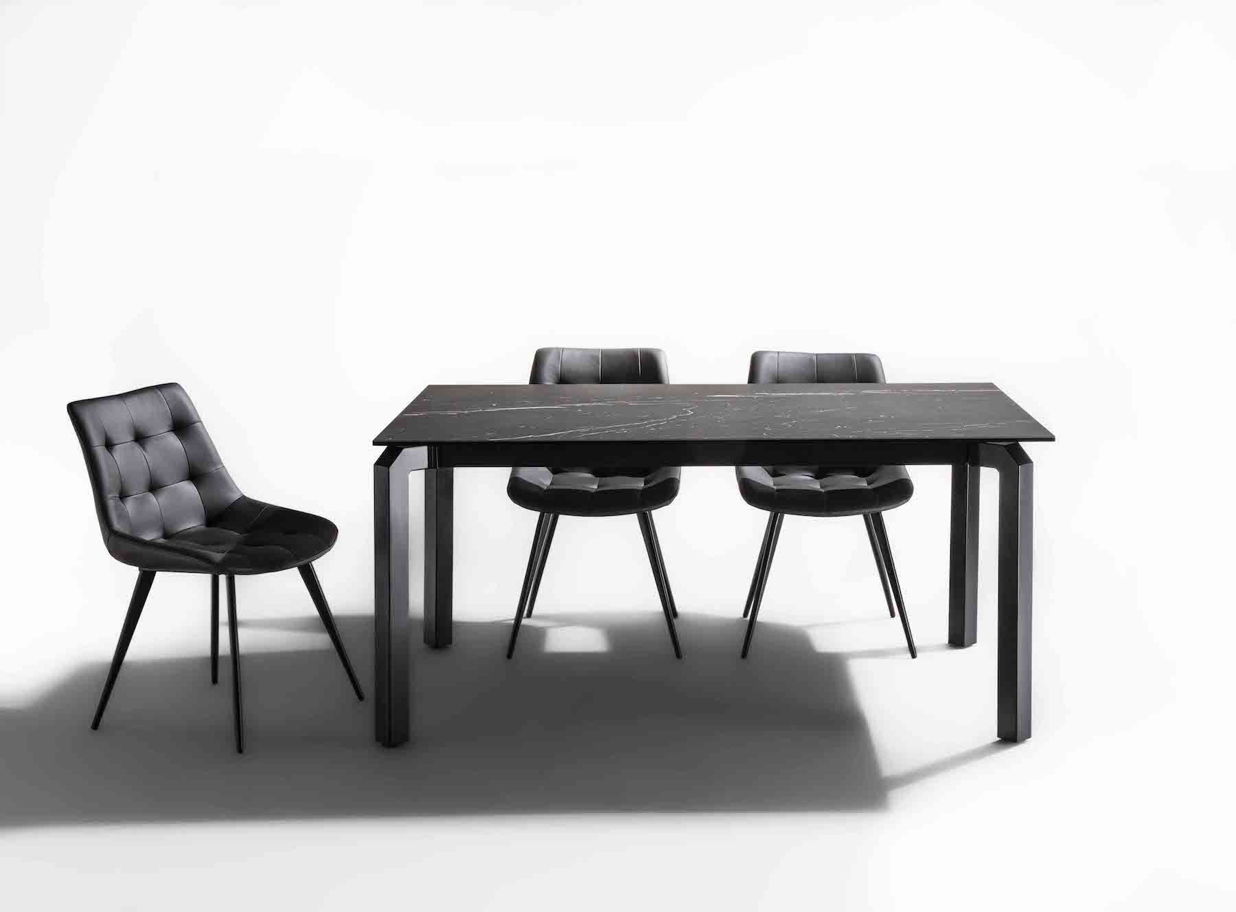 Tavolo allungabile in acciaio e vetro-ceramica Deric