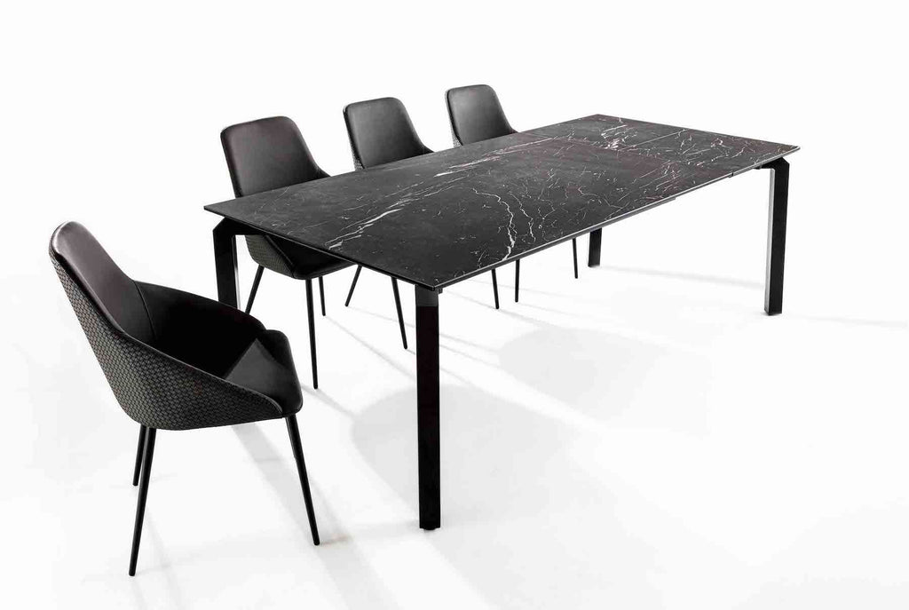 Tavolo allungabile in acciaio e vetro-ceramica Deric