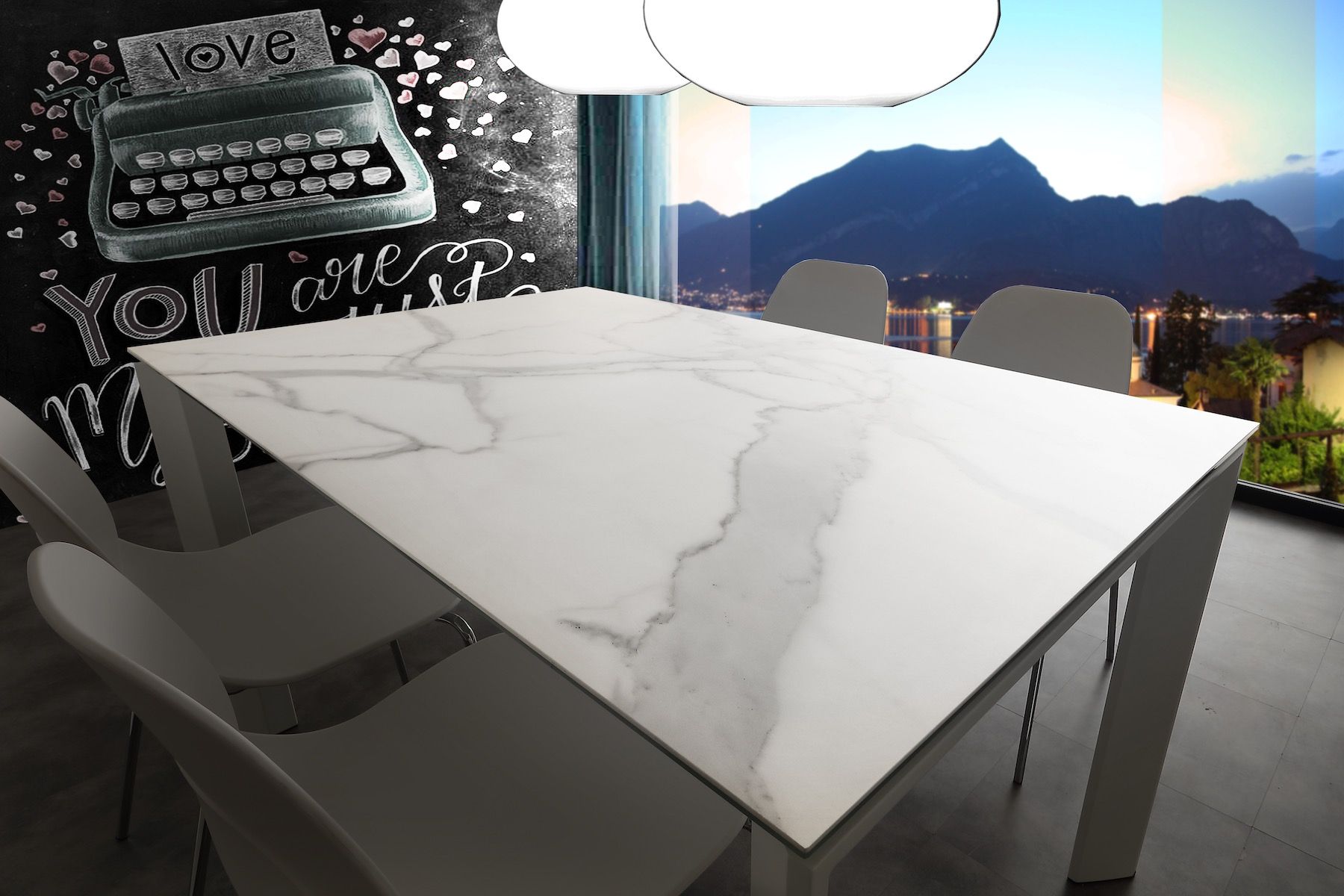 Tavolo da cucina allungabile in acciaio e vetro ceramica Duarte 120